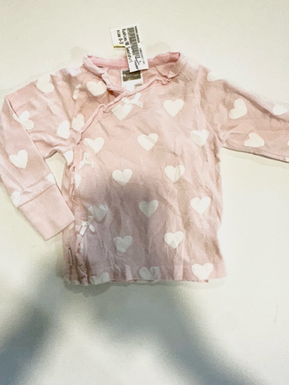Pink Heart Print Wrap-Style Baby Top